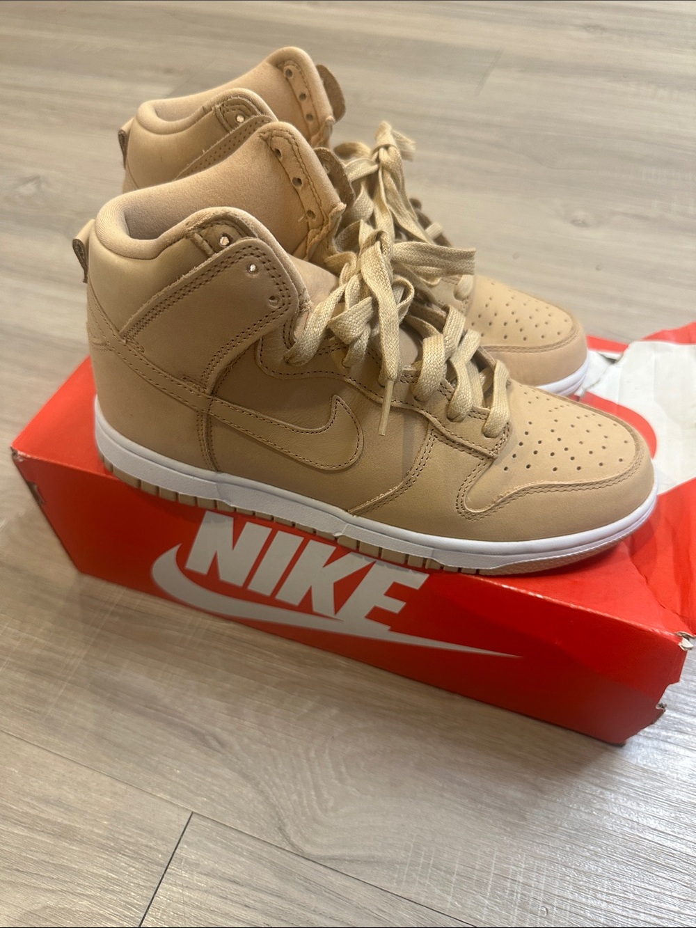 Nike Kids High-Top Sneakers in Tan
